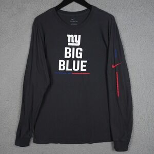 New York Giants Shirt Mens Large Gray Big Blue Nike Long Sleeve Tee NFL
